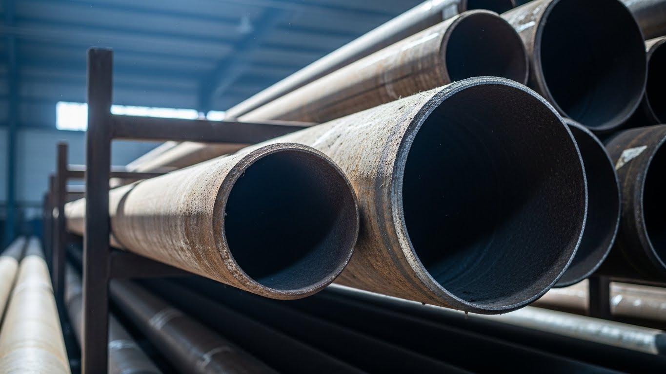 Farklı ebatlarda siyah ve galvanizli demir boru stokları