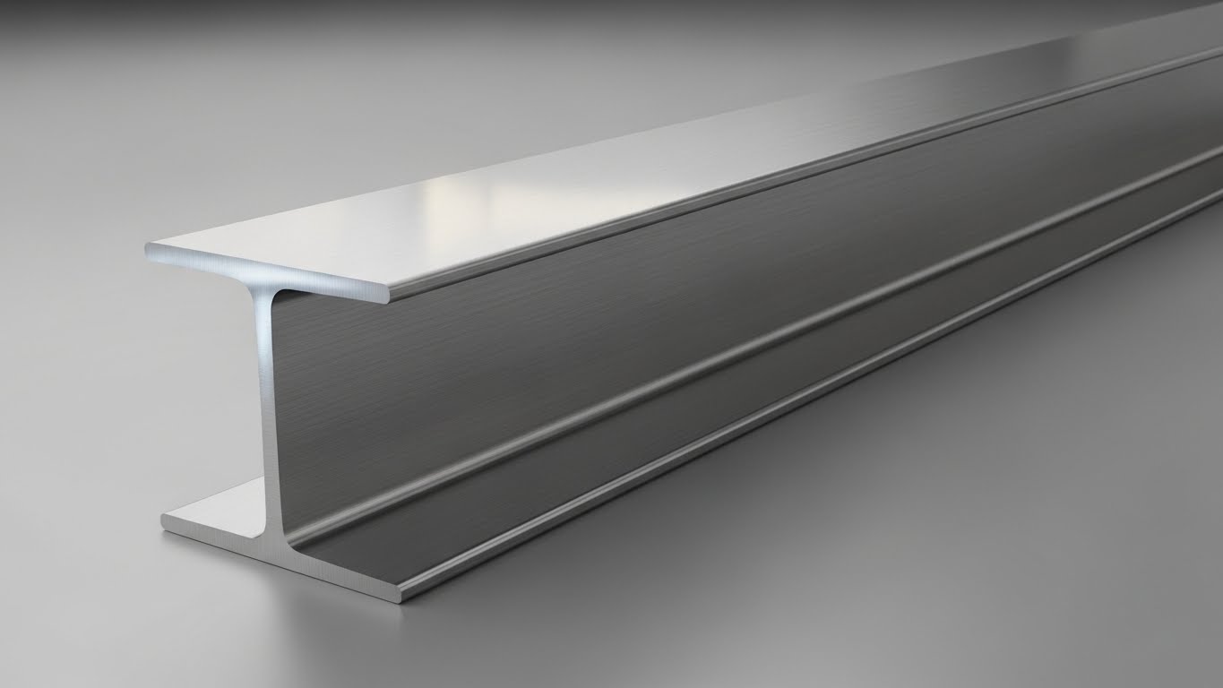 İstanbul'daki çelik stok sahasında depolanmış HEB profiller