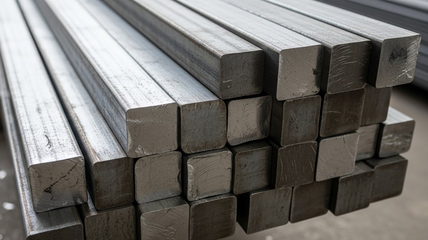 Kare dolu demirlerin depolama ve sevkiyat görünümü